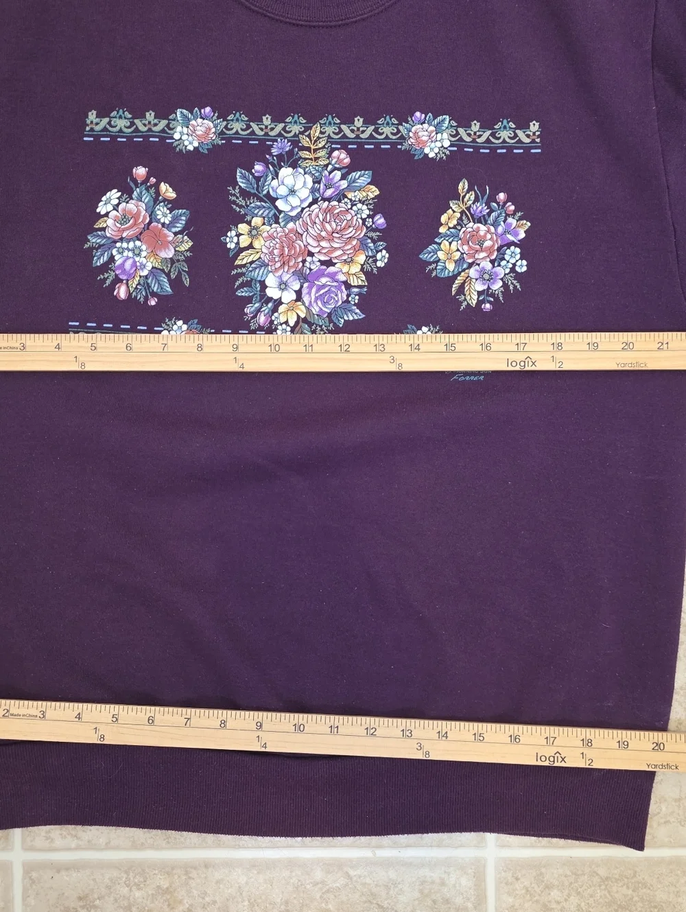 Vintage Morning Sun Floral Sweatshirt Purple Cottagecore Large